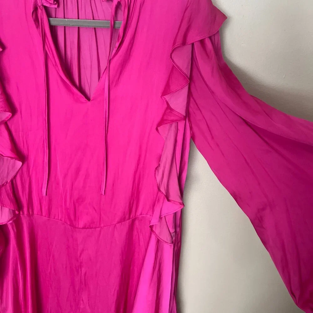 Zadig & Voltaire Ruins Satin Dress, high lowPink, Size Small EUC - Picture 10 of 14